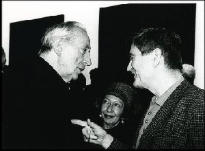 Pierre Soulages, Vilma Fuentes, Jacques Bellefroid. Paris, 22 novembre 2002 - Photographie de Yves Geant. Pierre Soulages, Vilma Fuentes, Jacques Bellefroid. Paris, 22 novembre 2002 - Photographie de Yves Geant.