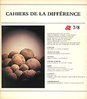 Cahiers de la Différence 7 et 8 - Editions de la Différence